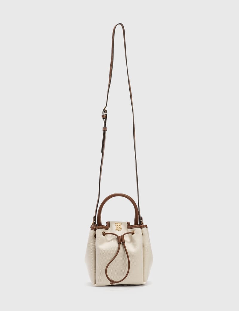 monogram motif canvas and leather bucket bag