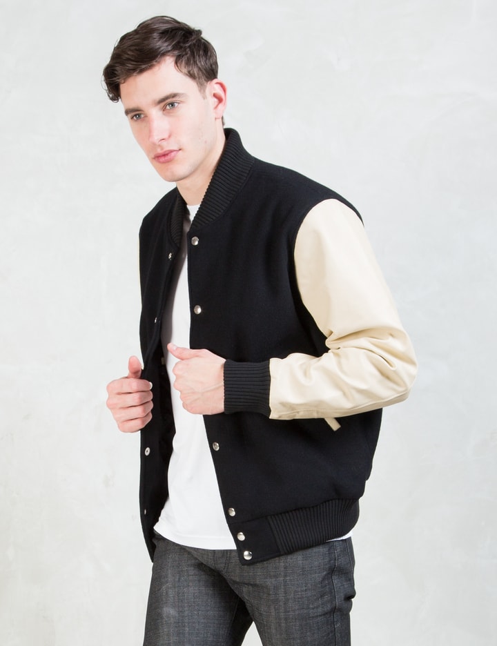 Black/Off White Classic Varsity Jacket Placeholder Image