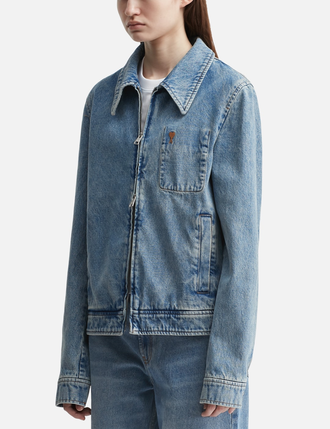 Contrasted Ami De Coeur Zipped Jacket view 8