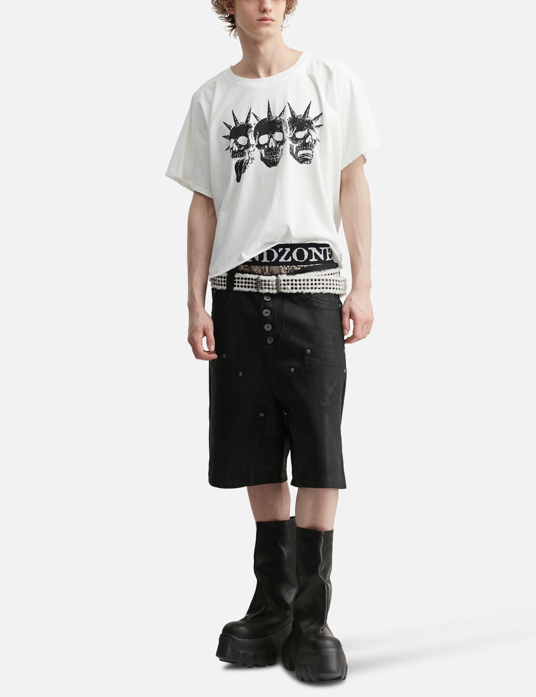 "Rexel" Waxed Double Knee Work Jorts In Black Denim view 15