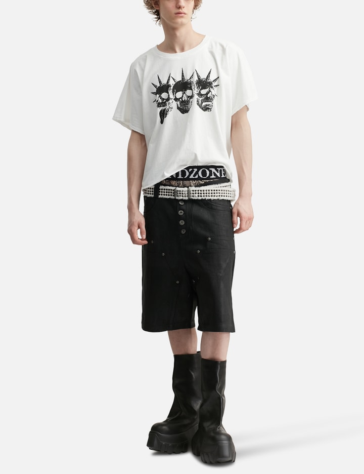 "Rexel" Waxed Double Knee Work Jorts In Black Denim view 5