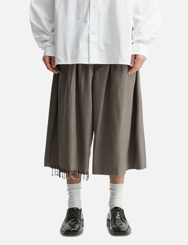 Glass Cypress Gray Shortened Wide Leg Trouser In Gray