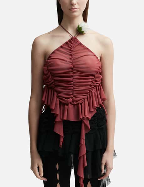 ESTER MANAS Flower Ruched Tank Top