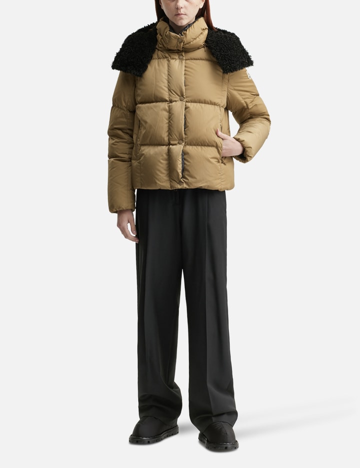 Moncler Castelnou Square-quilted Hooded Short Down Jacket In Brown