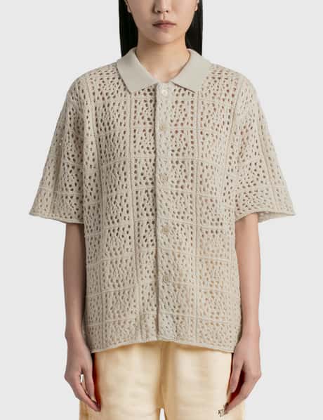 STUSSY CROCHET SHIRT L（STUSSY CROCHET SHIRT/22SS/半袖シャツ/L 