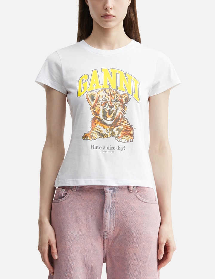 Ganni Cotton Baby Fit T-Shirt With Tiger