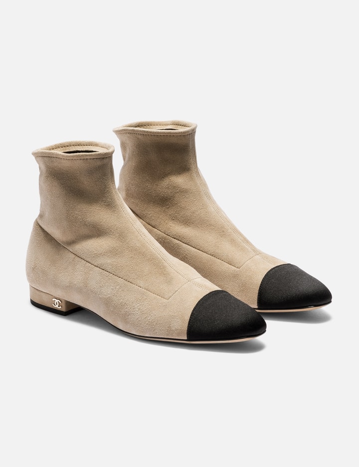 Suede & Satin Cap-toe Ankle Boots Placeholder Image