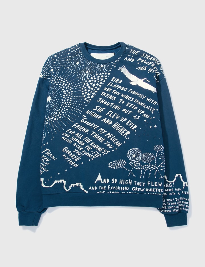 JUNN.J TEXT AND GRAPHIC PRINT BLUE SWEATER Placeholder Image