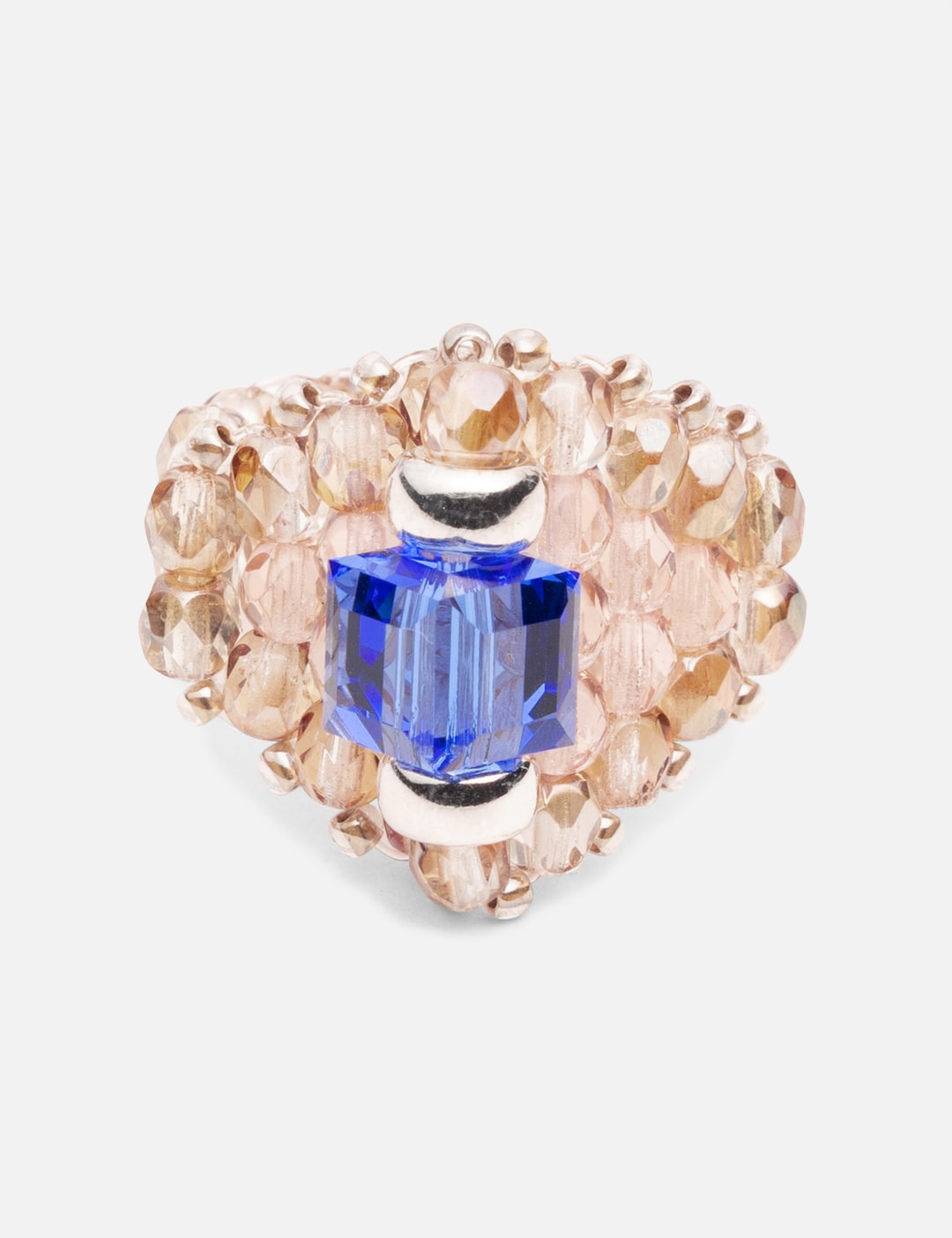 X Tie A Knot Square Crystal Beads Ring view 6