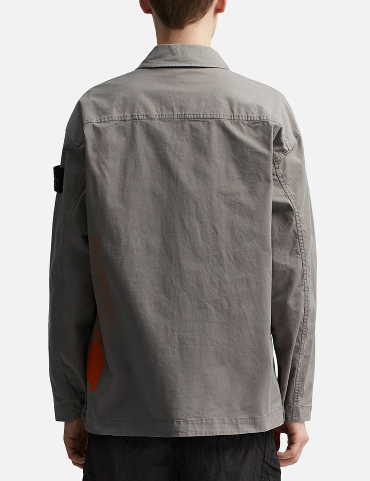 Shop Stone Island Poster Four Print_supima® Cotton Overshirt In Grey