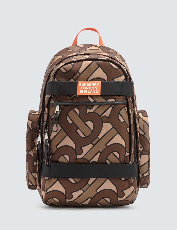 burberry monogram leather backpack TB Backpack/Daypack PVC Brown P14425 way zip closure Exterior zip pockets Laptop compartment Hand Burberry Jacquard Monogram TB Jett