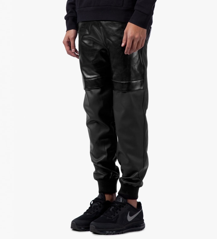 Black Coated Leather Sweatpants Placeholder Image