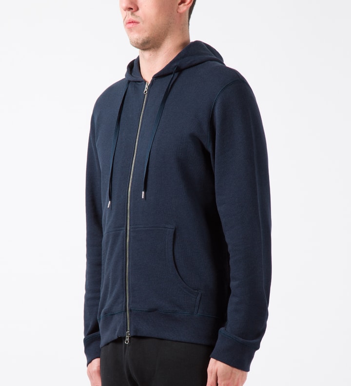 SUNSPEL Navy Melange Zip Front Hoodie