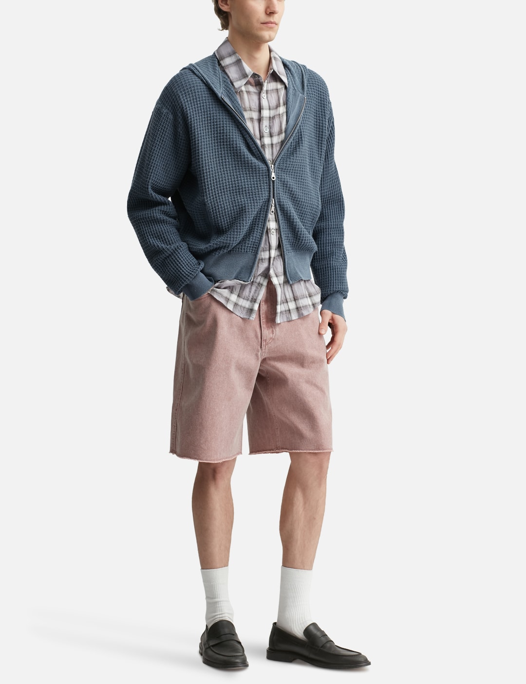 Waffle Cotton Color Dyed Hoodie Zip-Up view 20