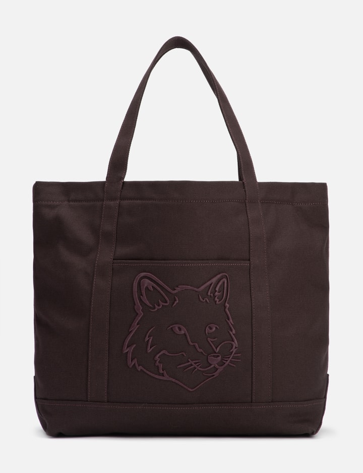 Maison Kitsuné Bold Fox Head Large Tote Bag In Burgundy