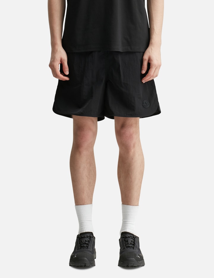 Moncler Men's Crinkled Swim Shorts In Black