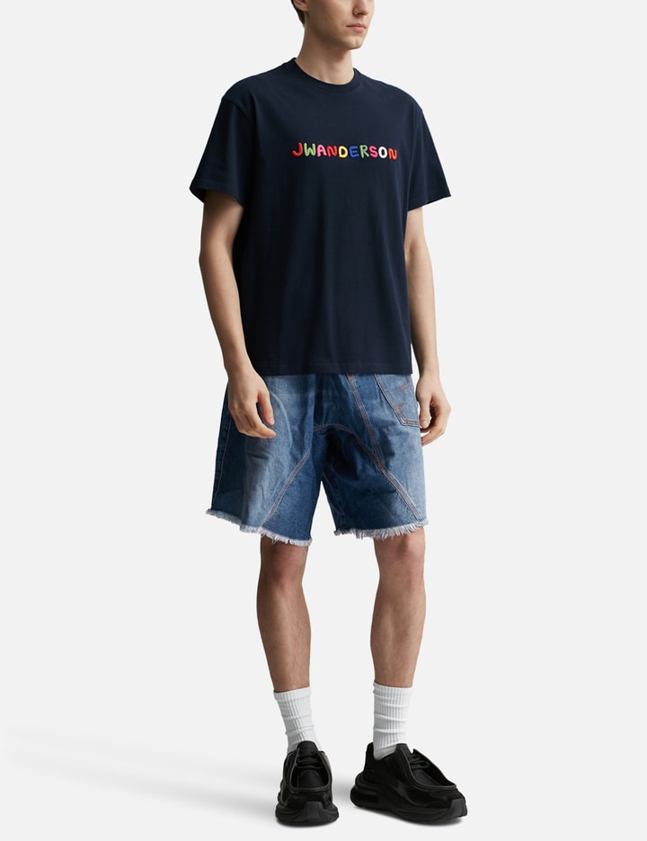 Shop Jw Anderson Logo Embroidered T-shirt In Blue