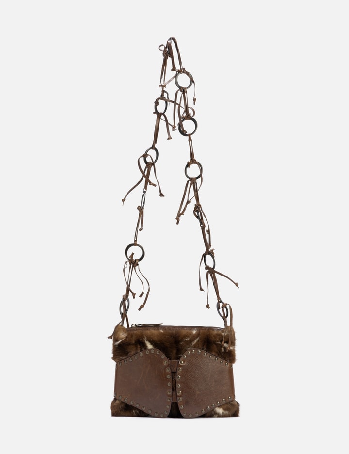 Marni Fur Studded Belt Shoulder Bag