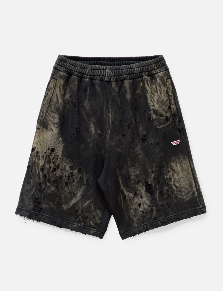 Shop Diesel P-crown-n2 Distressed Shorts With Marbled Effect In Black