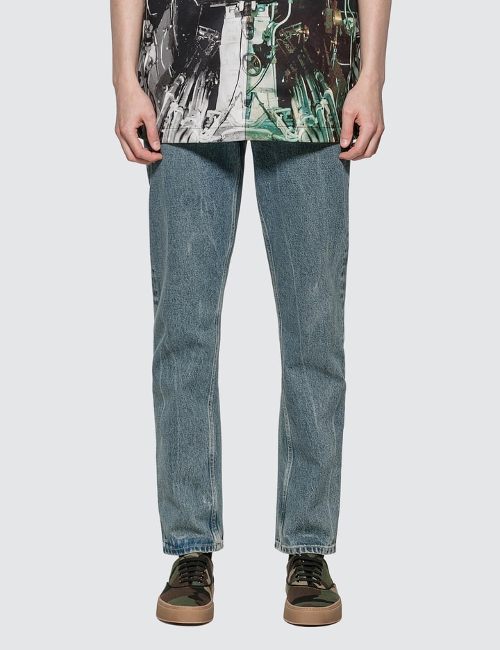 Straight Fit Distressed Denim Jeans Placeholder Image