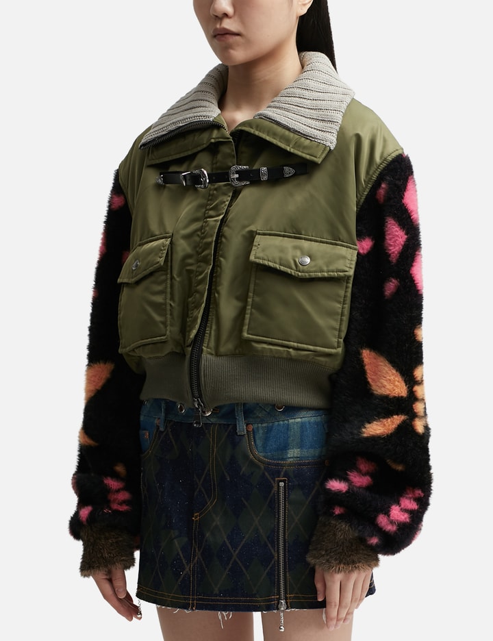 Leona Jacquard Knit Sleeve Bomber Jacket Placeholder Image