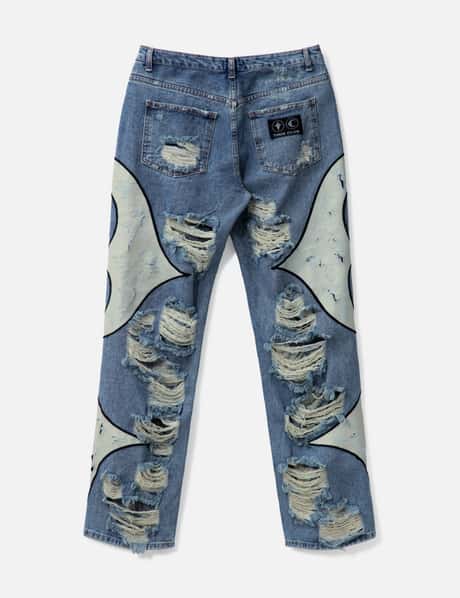 THUG CLUB Moon Star Distressed Denim Jeans HBX