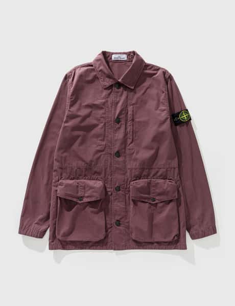 Stone Island 'Old' Effect Garment Dyed Cotton Canvas Shirt