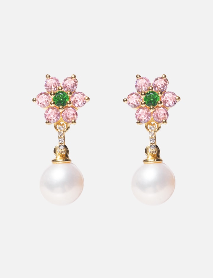 Pink & Green Flower Freshwater Pearl Earrings Placeholder Image