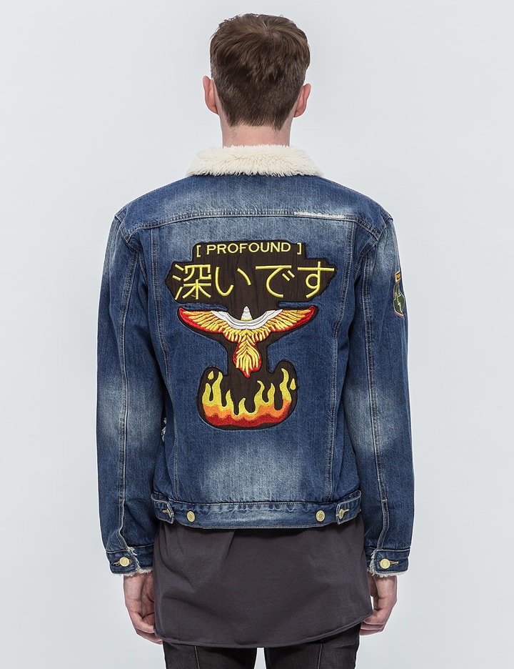 Denim Flame Trucker Jacket Placeholder Image