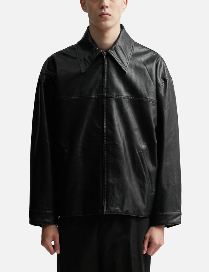 Black Synthetic Leather Slant Jacket Placeholder Image