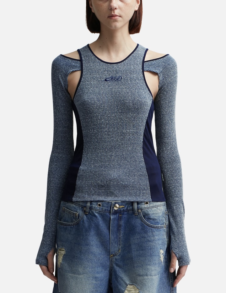 Shop Andersson Bell Lina Cut-out Layered Top In Blue