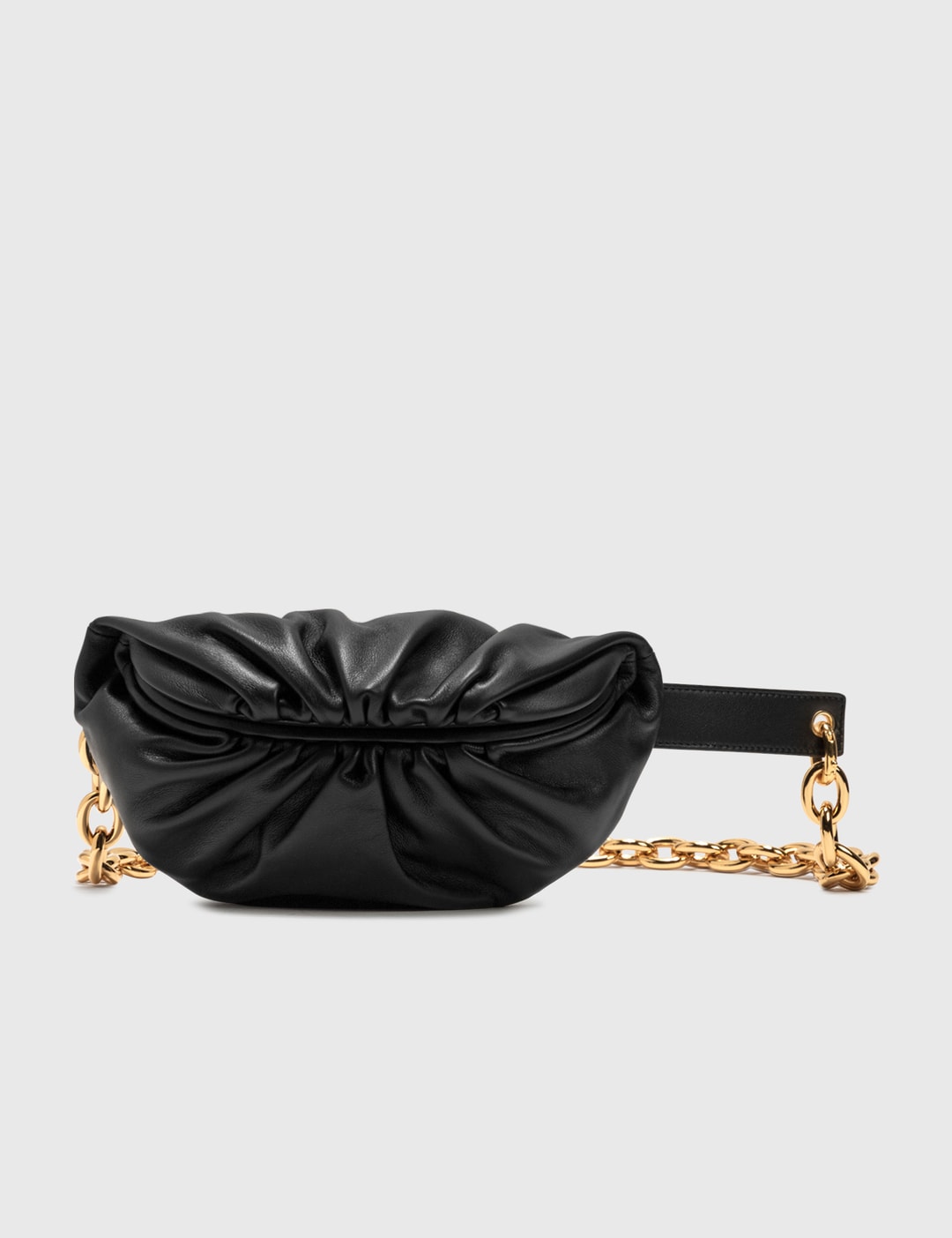 BOTTEGA VENETA The Chain Pouch black leather belt bag