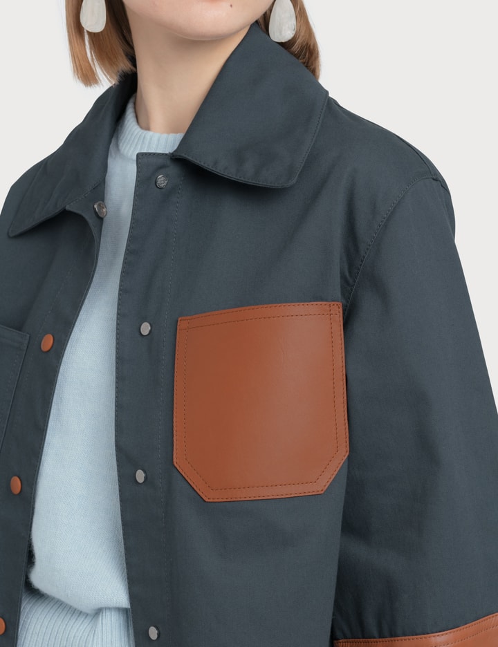 Button Jacket With Leather Cuffs Placeholder Image