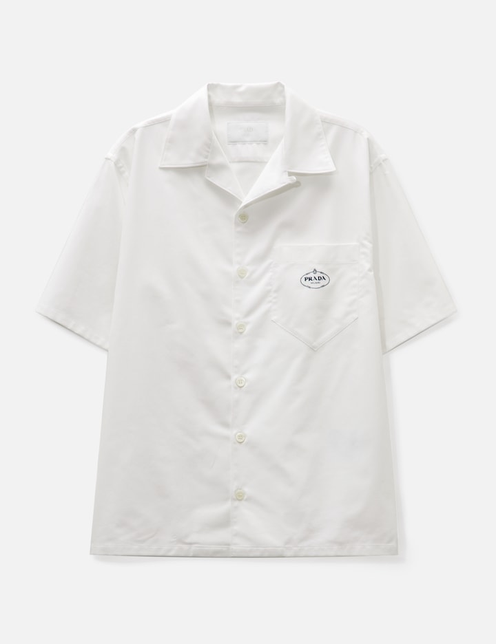 Shop Prada Cotton Logo Bowling Shirt In White