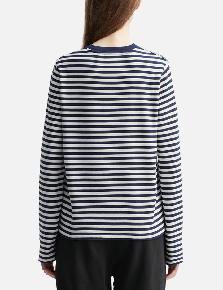 Maison Kitsuné Bold Fox Head Patch Multi Stripes Regular Ls T-shirt In Multi