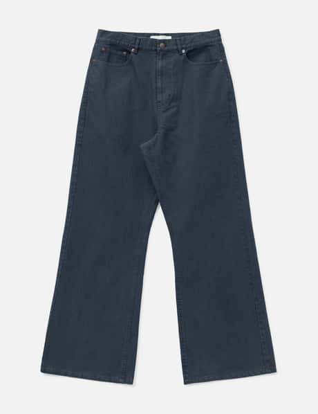 Washed Cotton Twill Loose Flared Jeans view 6