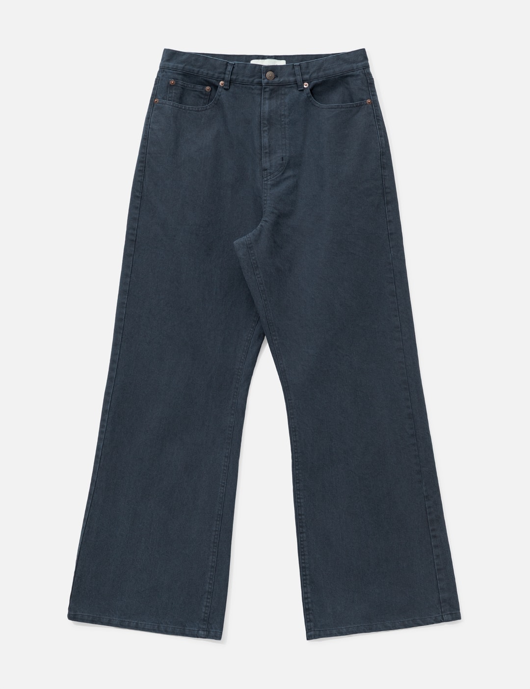 Washed Cotton Twill Loose Flared Jeans view 7