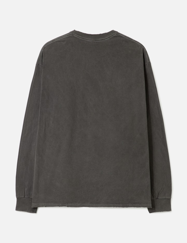 Ancellm Embroidery Dyed Long Sleeve T-shirt In Gray