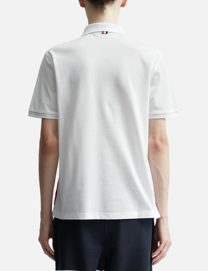 Thom Browne Rwb Trim Jersey Polo Short In White