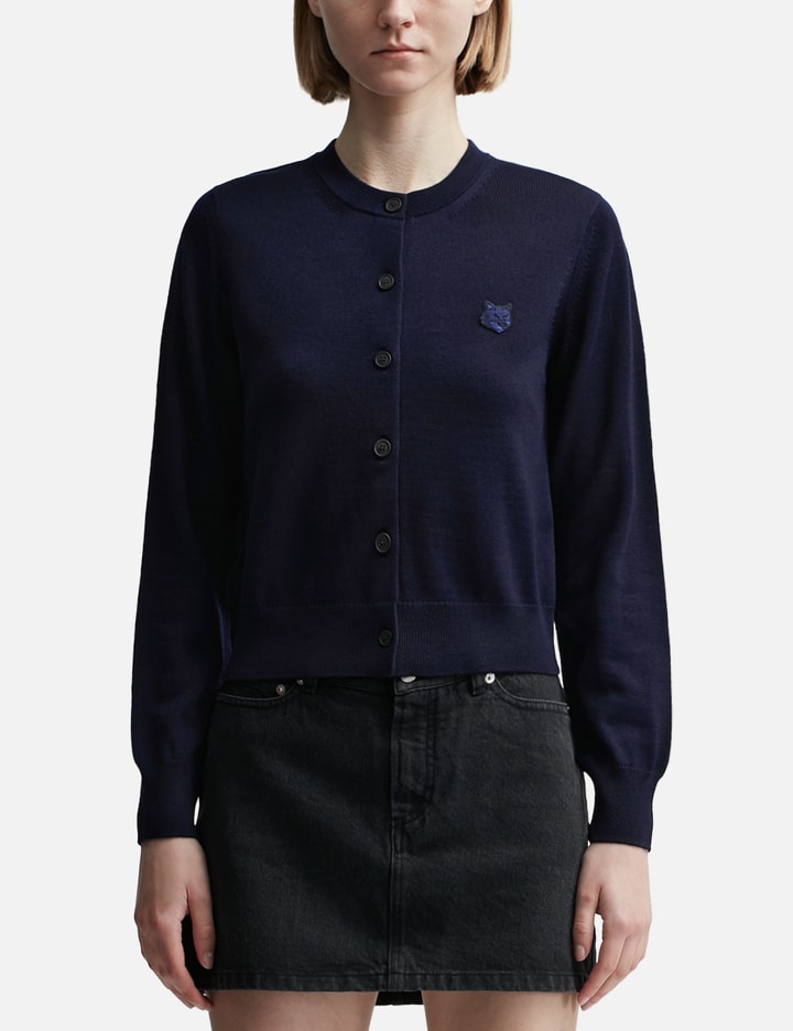 Maison Kitsuné Bold Fox Head Patch Regular Cardigan In Blue