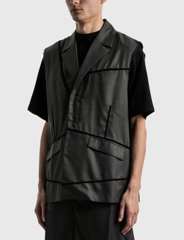 Velvet-curved Sleeveless Blazer Placeholder Image