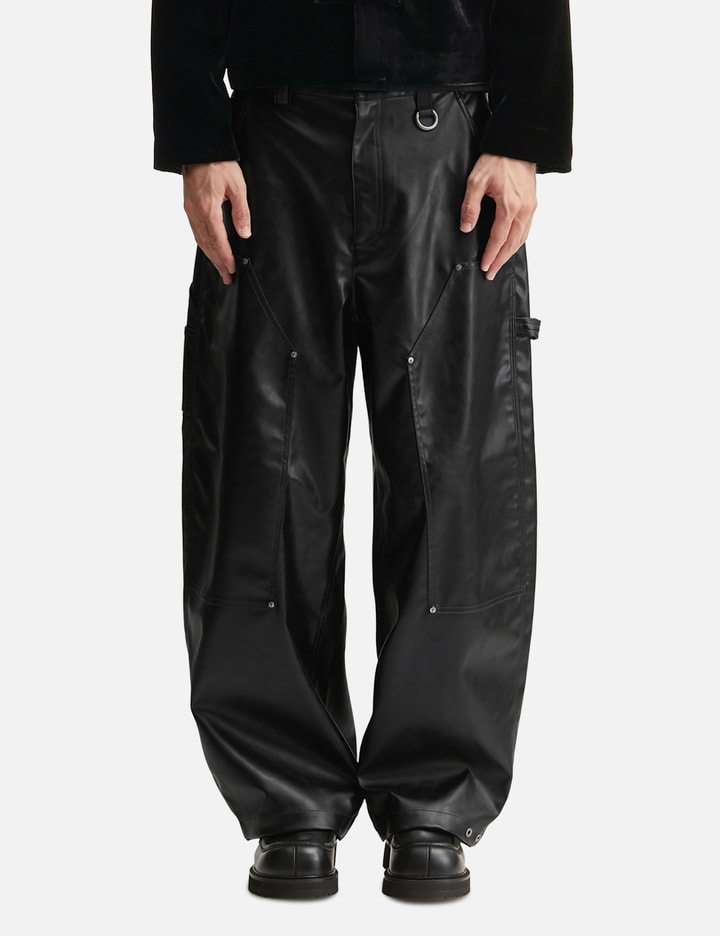 TEAM WANG design Reset Faux Leather Wide-Leg Trousers