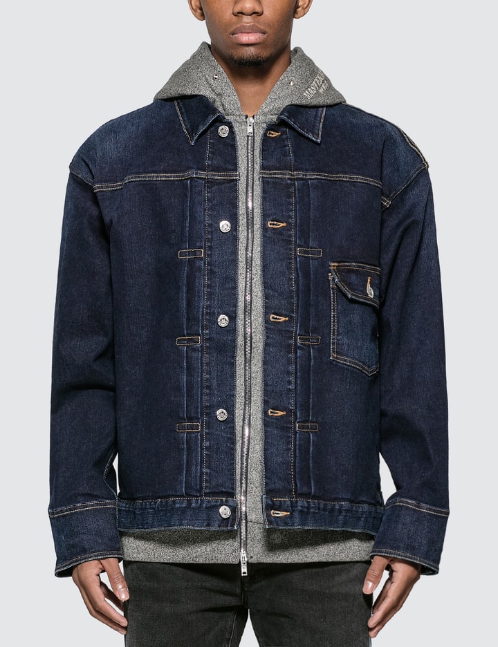 Hooded Layer Skull Denim Jacket Placeholder Image