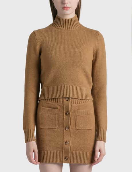 Burberry Monogram Motif Cotton Blend Cropped Sweater