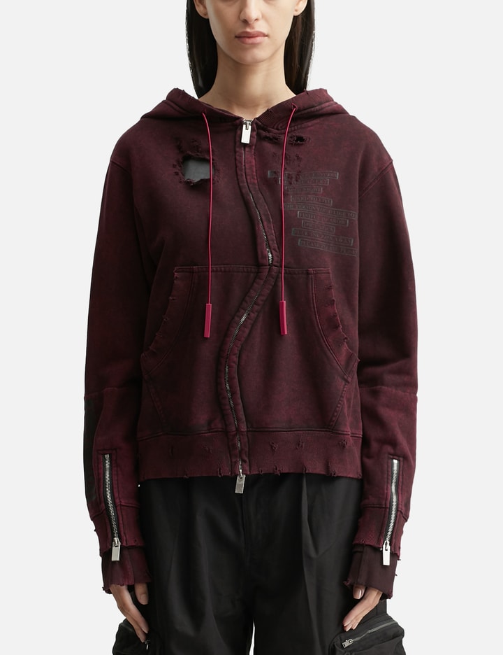 Distressed GC Curved Red Zipper Hoodie Placeholder Image