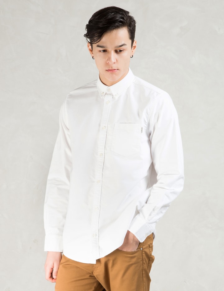 White Raymond Surge Patch L/S Oxford Shirt Placeholder Image