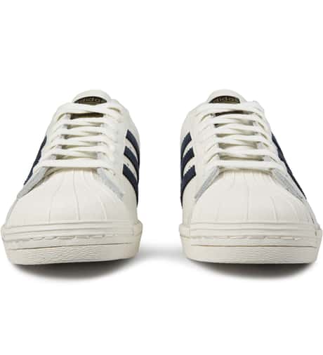 adidas Originals - White/Navy Superstar 80s Vintage Deluxe Shoes | HBX