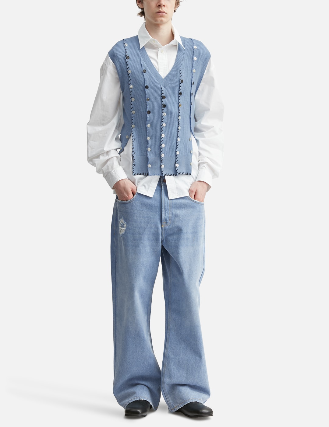 Light Blue Button Vest view 15
