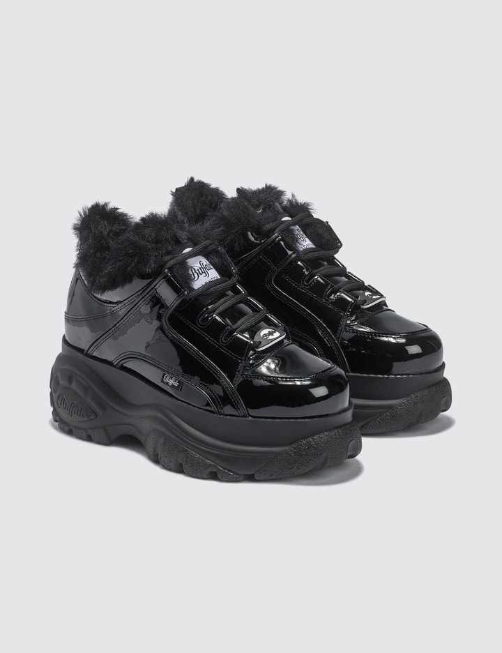 Patent Leather Low Top Platform Sneakers With Fur Placeholder Image