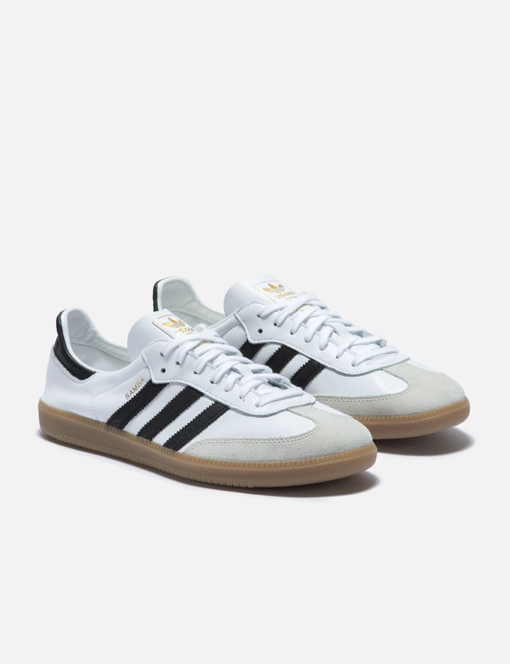Adidas Originals Adidas Men's White Core Black Gold Me Sambae Suede And Leather Low-top Trainers In White